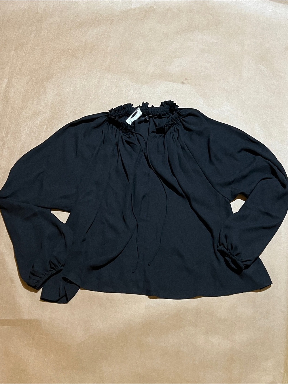 Madewell Black Ruffle-Neck Long-Sleeve Blouse